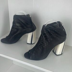 Unique Designer Perforated Leather Ankle Booties 37